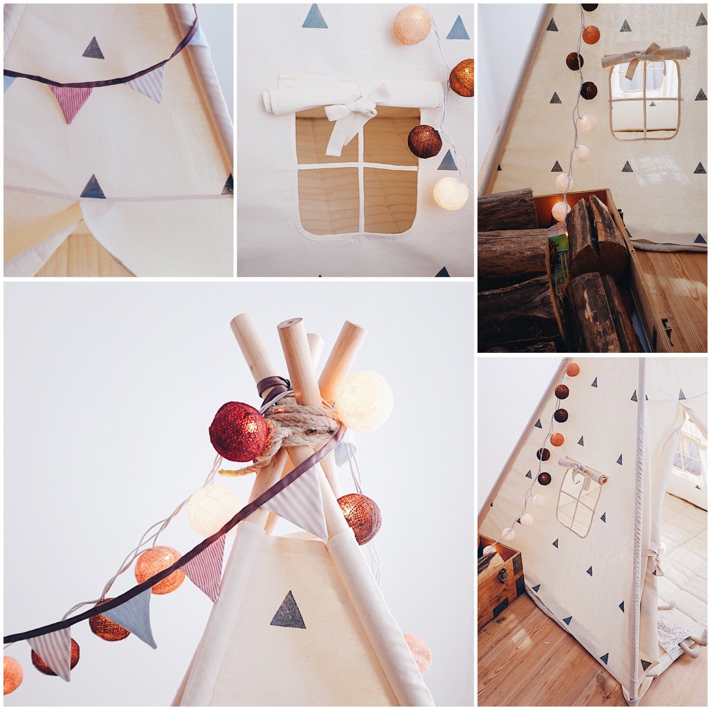 Gray Triangles Playhouse, Tent, Play Tent, Kids tent, Teepee tent, Canvas tent, Baby boy, Baby shower,  Gift for kids - baby Christmas gift