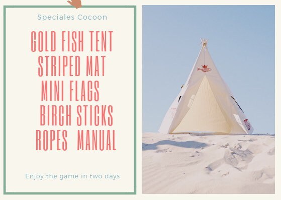 Special offer for Spain! Greer Triangles Tepee with brown mat, Gold Fish Teppe with striped mat, Free delivery in 2 days