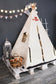 Small Rust Fish Tipi,  Hand print fish, Tipi for kids, Tipi with poles, Soft play mat, tipi 4 poles,  teepee for boy, teepee for, gift kids
