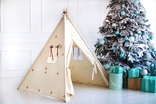 Gold triangle print teepee, Hand print teepee, Teepee for kids, Gift for birthday, Baby gift, tipi, Tipi boys, Tipi girls, Teepee with poles