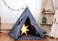 Minimalistic play teepee, Gray - Blue teepee for kids, teepee for Christmas, 1st birthday