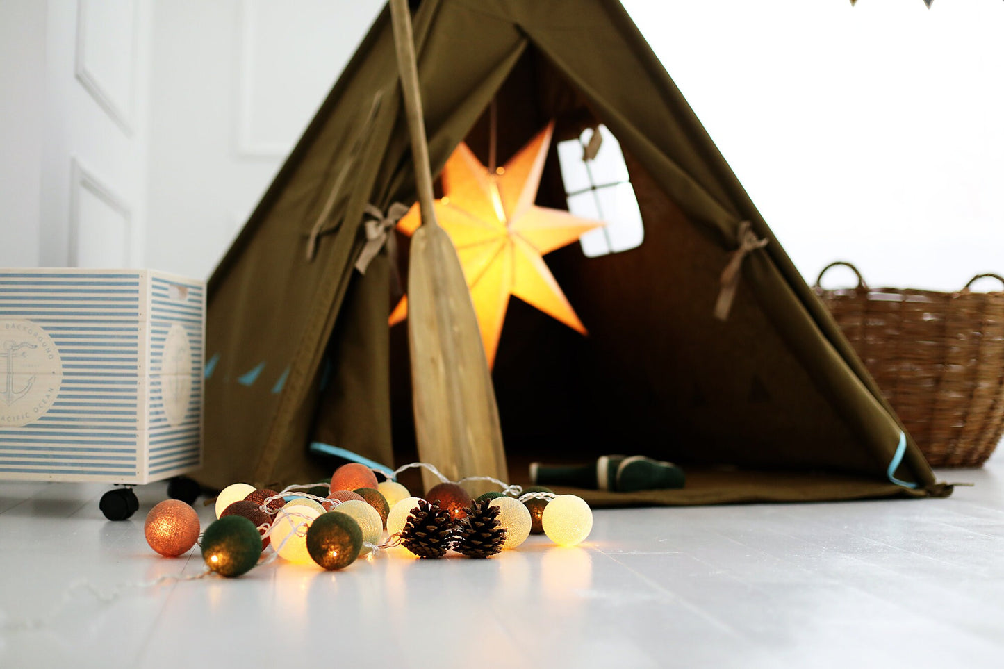 Khaki+Blue teepee tent, play tent, kids play tent, teepee for boy, teepee for girl, tipi tent, gift for boy, gift for girl, Christmas gift