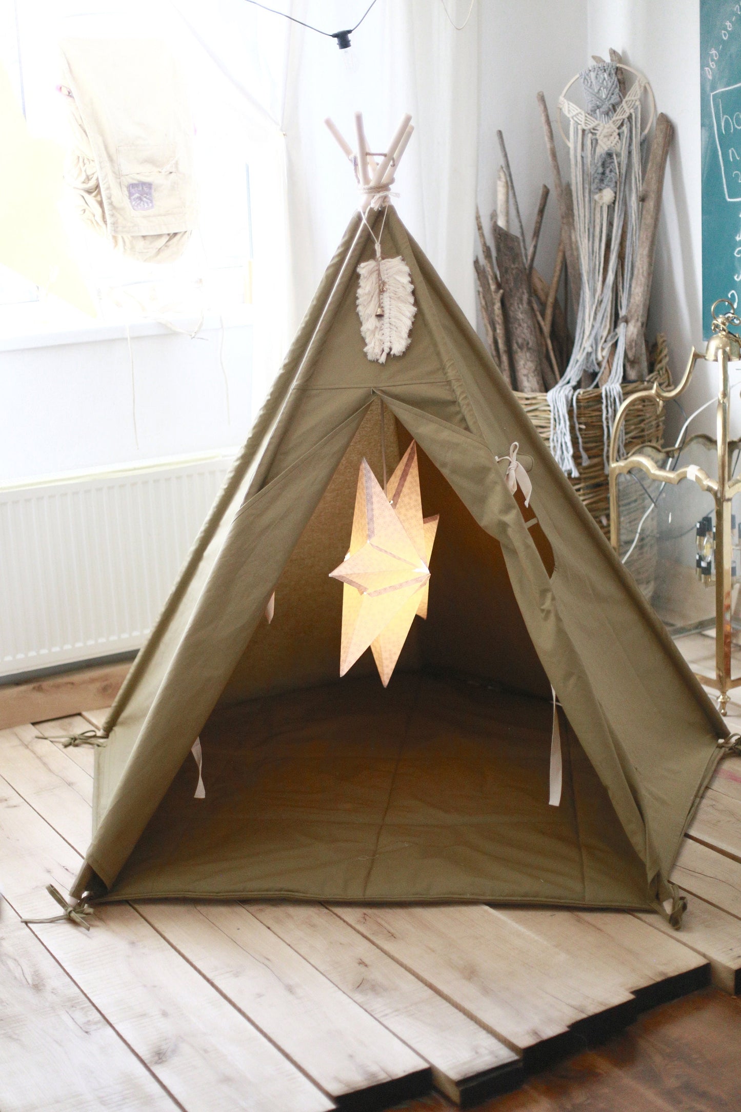Kids Teepee Tent, Baby Tent House, Mini Tent, Playroom Tent, Tipi Glamping, American Kids Teepee Tent - Christmas gift