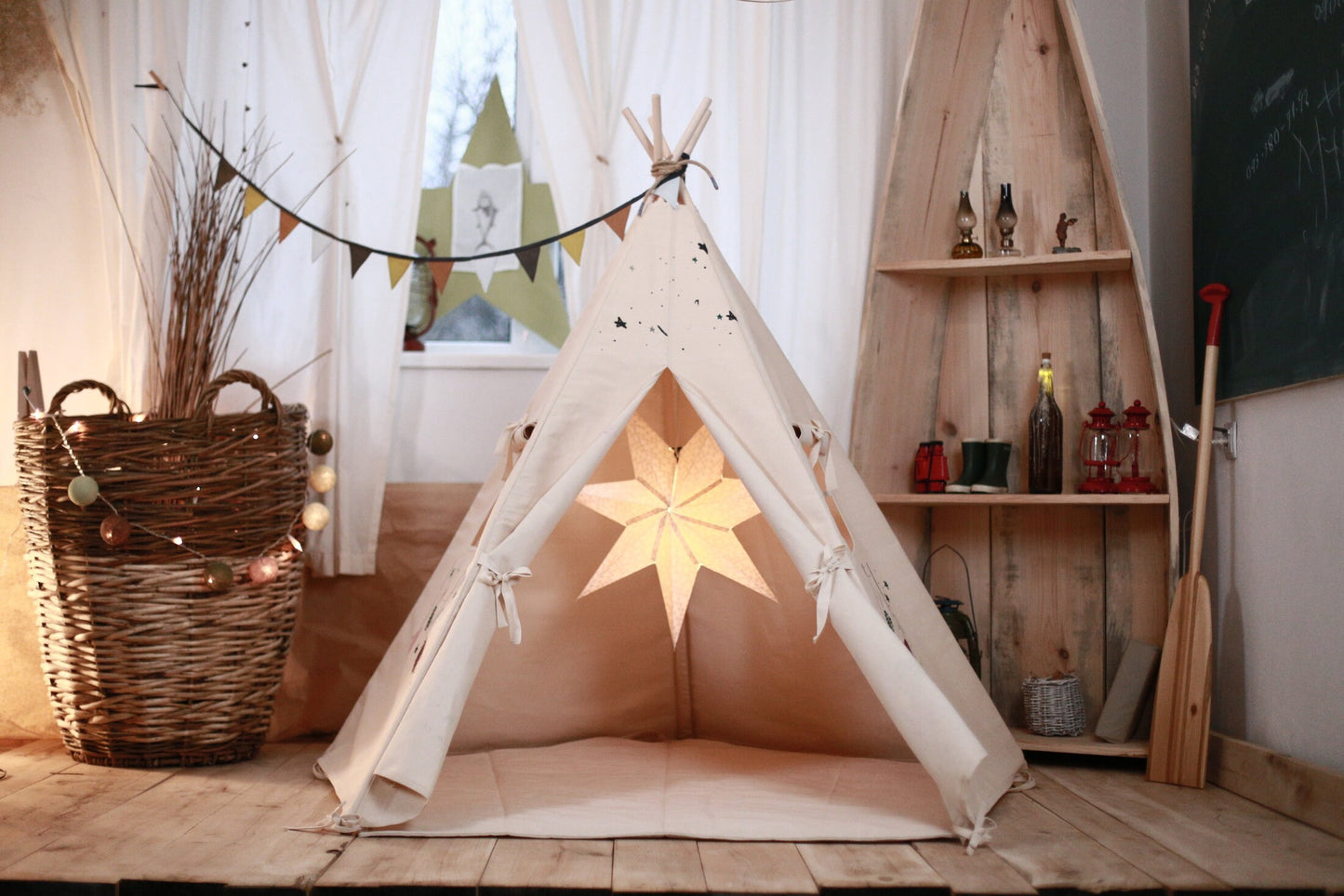 Canvas tent for every little dreamer - Indoor Playhouse/Kids Princess Tent - natural cotton, eco-friendly gift for 1st birthday or Christmas