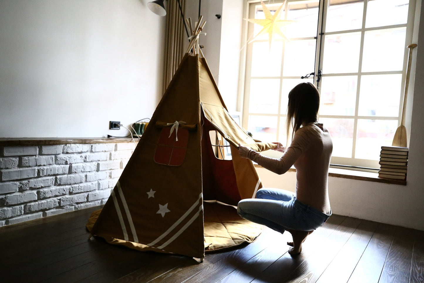 Childrens Indoor Playhouse | Army Tent | Indian Tipi Tent | Boys Play Houses | Native Teepee | Childrens Indoor Teepee - 1st birthday