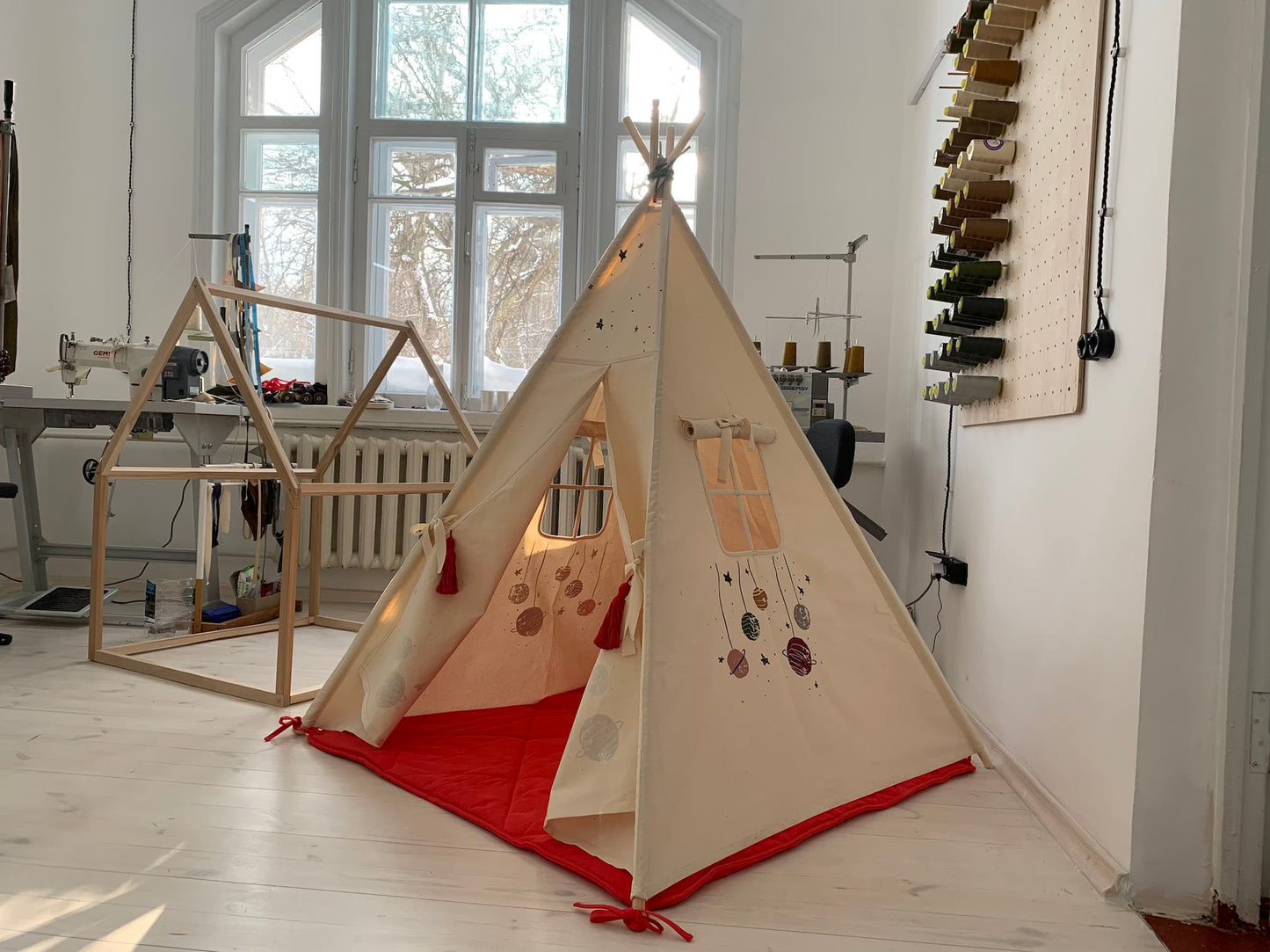 Canvas Bell Tent/Toy Tent/Kids Teepee With Mat/Authentic Teepee/Teepee For Girls Room/Teepee Bell Tent