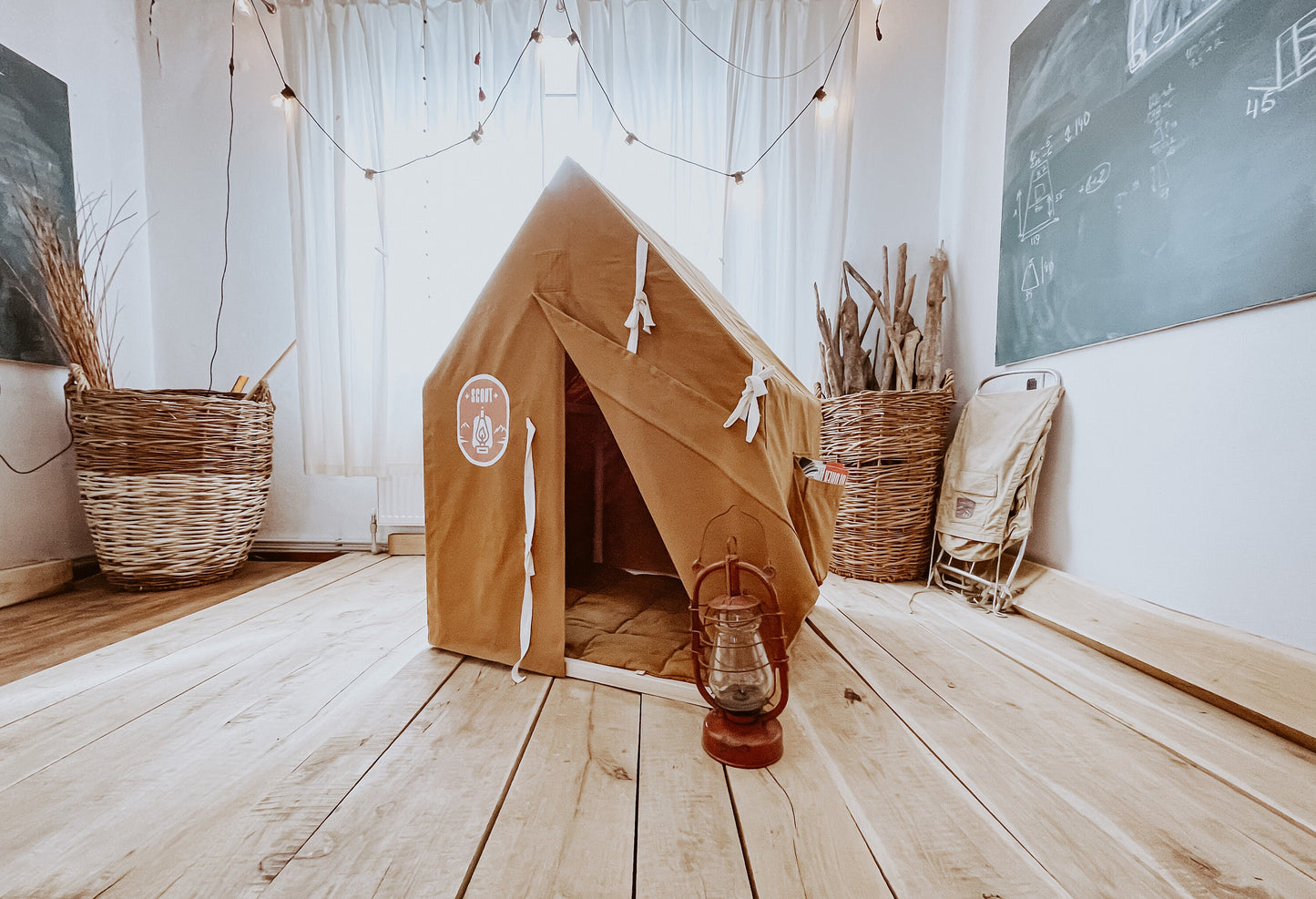 Scout Alphabet canvas Teepee Tent in mustard color | Small Canopy Tent | Little Castle Tent | Children's Canvas Teepee Tent - 1st birthday