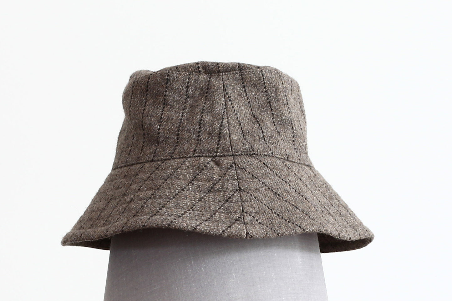 Regular brim liner gray striped wool bucket hat