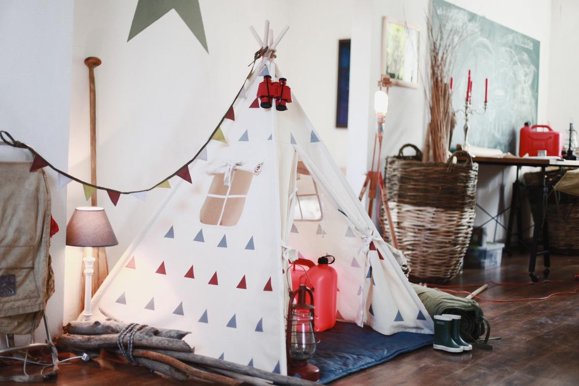 Milky Tipi with Gray and Rust triangles